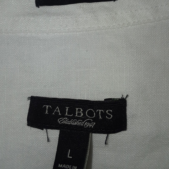 Talbots Irish Linen White Blouse Top - Picture 3 of 7